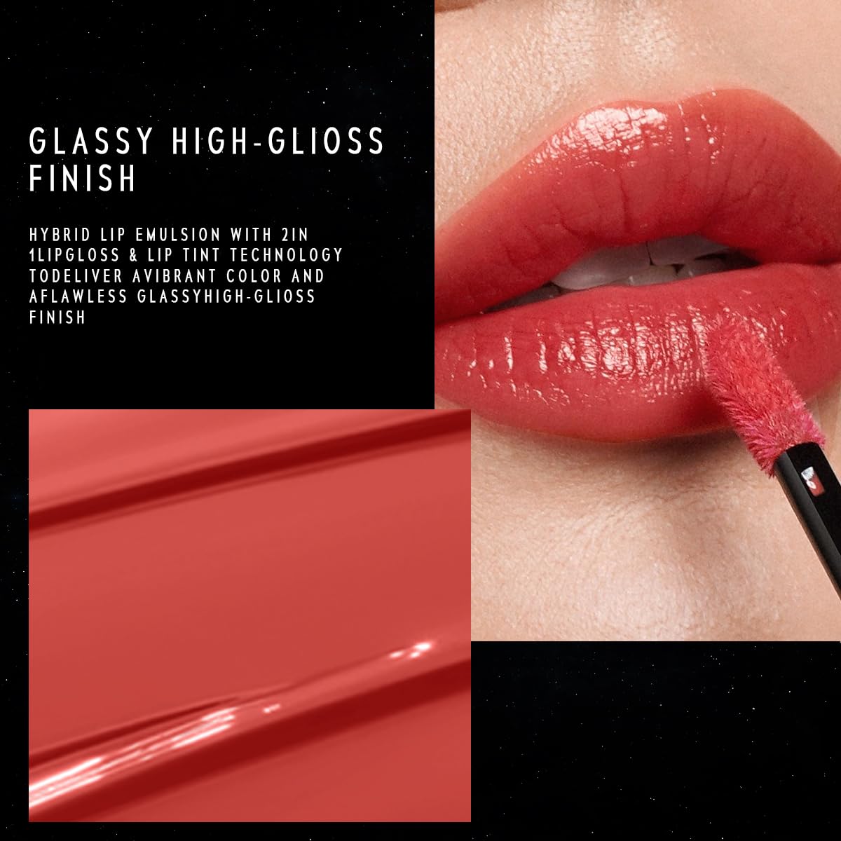 STELLAR DUST LIP STAIN-Long Lasting, Waterproof and Transferproof Lip Tint, Glossy Finish Lip Gloss, Lightweight Lipstick, High Coverage, Vivid Color (10)
