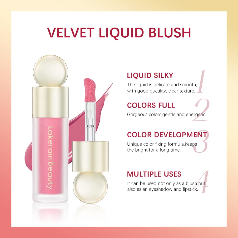 Soft Velvet Liquid Blush Face Makeup Matte Cream Blush for Cheek Weightless,Long-Lasting,Natural-Looking,Smudge Proof,Dewy Finish Skin Tint Blush Makeup(#03)