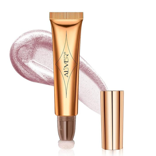 Liquid Highlighter Beauty Wand, Highlight Bronzer Stick with Cushion Applicator, Smooth Shimmer Finish, Lightweight Silky Cream Face Makeup Stick, Cruelty-free (Celestral)