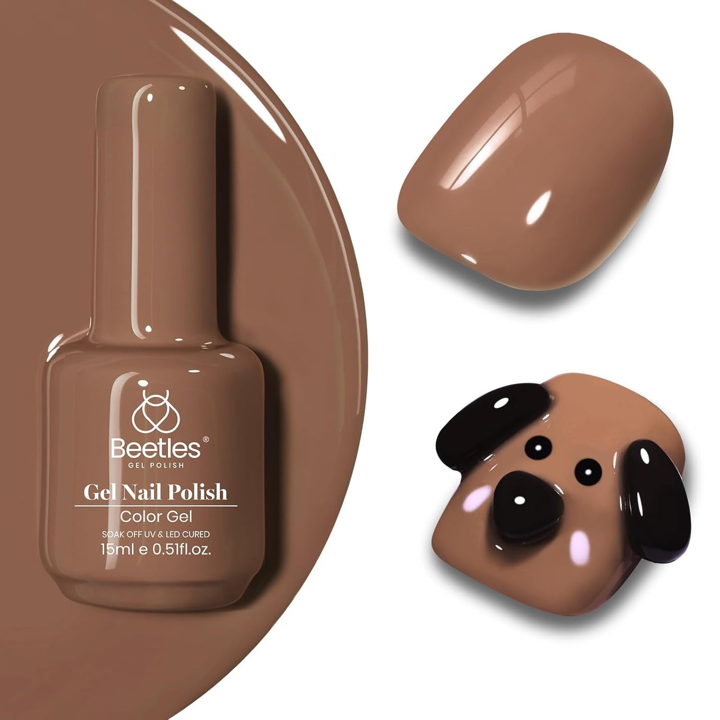 Beetles Brown Gel Nail Polish, 1Pcs 15ml Brown Fall Color Gel Polish Soak Off Nail Art Manicure Salon DIY Uv Lamp Nail Design Decoration at Home