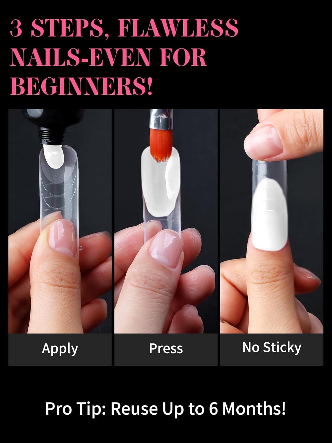 EBANKU Dual Nail Forms for Poly Extension Gel, 150 PCS Pink Nail Molds Reusable 15 Sizes Nail Extension Forms for Builder Gel Manicure Design Salon DIY