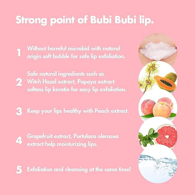 UNPA Bubi Bubi Bubble Lip Scrub, Quick and Easy Exfoliation with Soft Bubbles, Effectively Remove Dead Skin