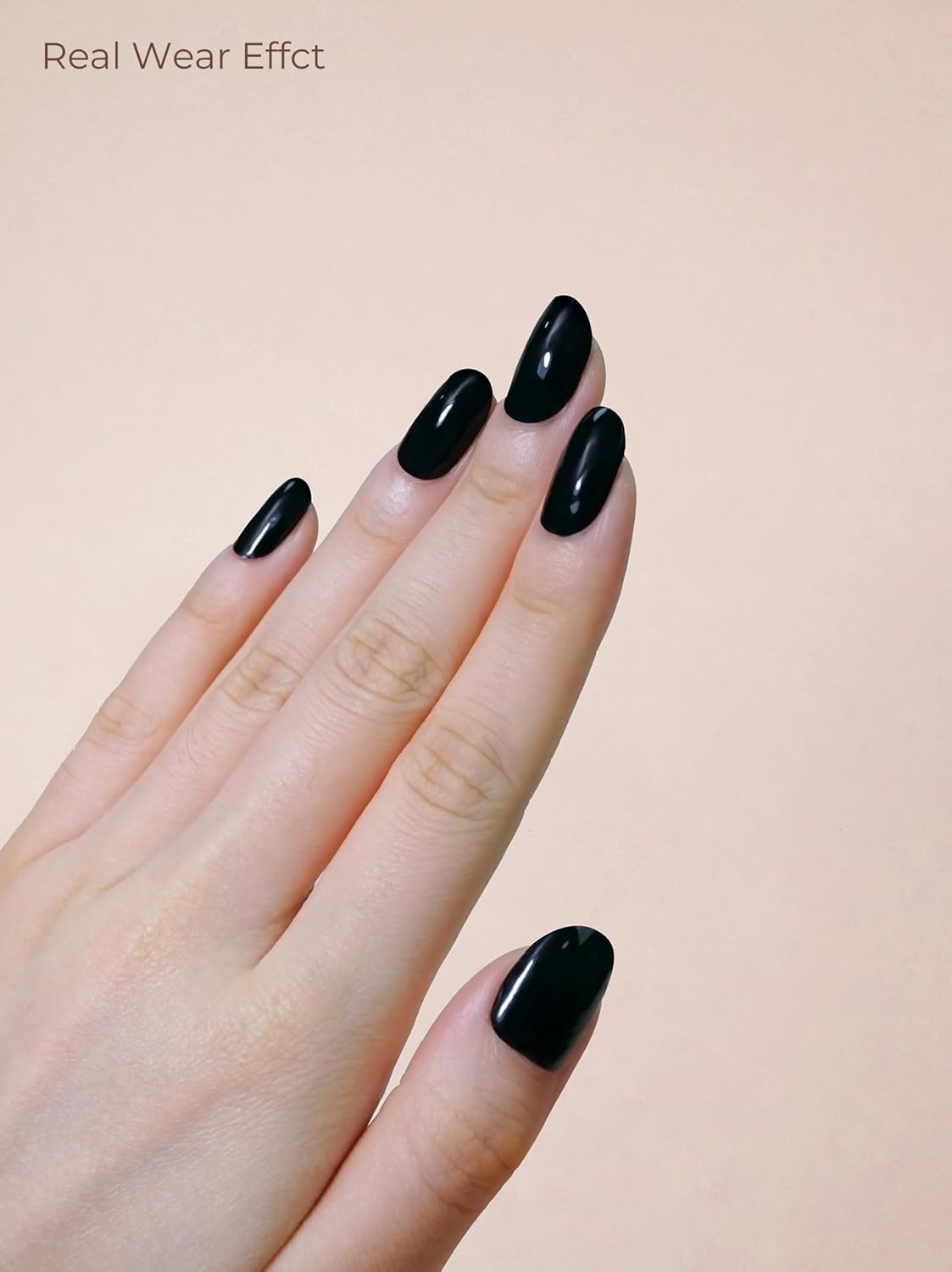 Pre Cured Gel Nail Strips - 44PCS Salon Quality Gel Nail Stickers - Long Lasting Polish Wraps for Women no UV Light Needed Easy Apply& Remove (Obsidian Black)