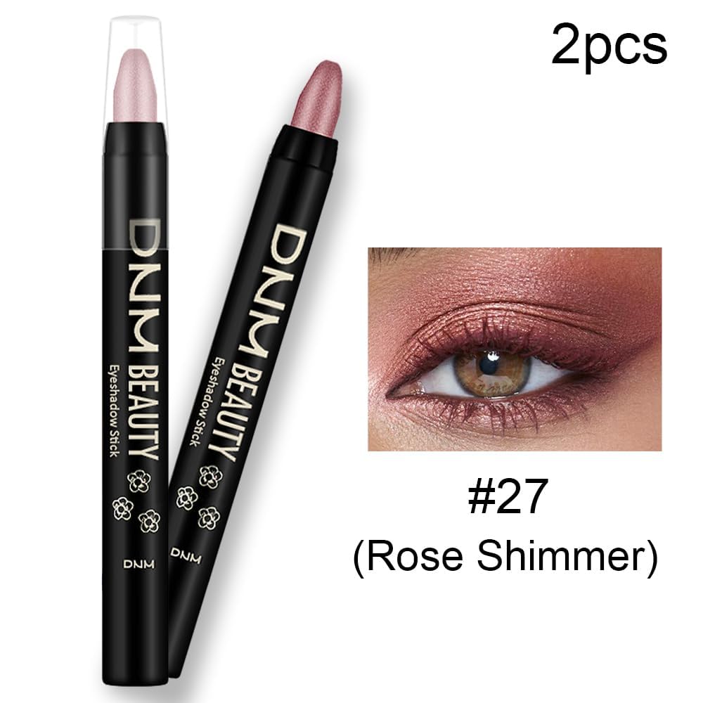 evpct 2Pcs Cream Eyeshadow Sticks Set for Eyes Waterproof, Rose Shimmer Matte Eye shadow Stick Pencil Pen Bulk sombras en crema para ojos 27+27