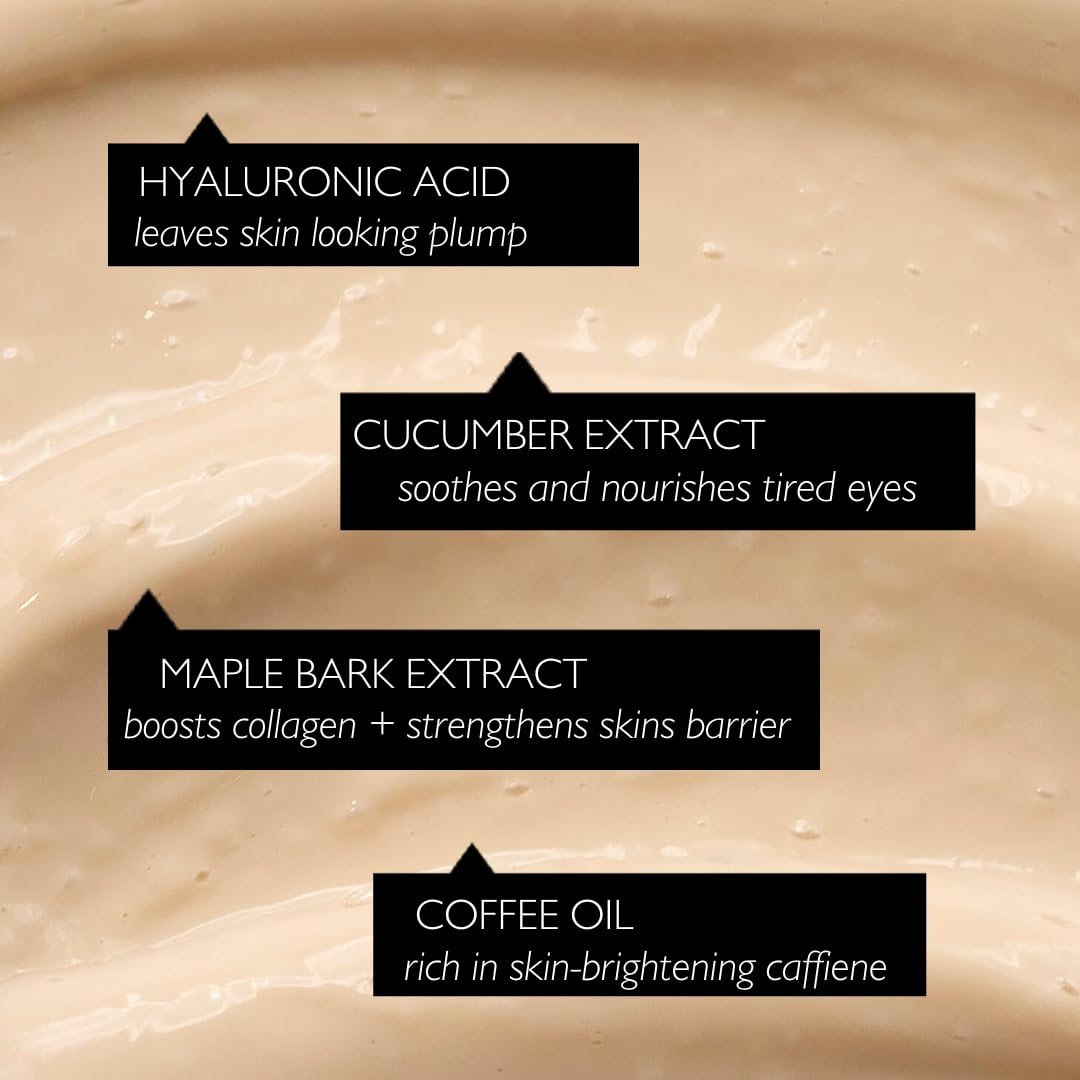 UPCIRCLE Eye Cream With Coffee And Hyaluronic Acid 0.5 FL OZ - For Dark Circles, Puffiness + Wrinkles - Glycerin, Maple Bark + Cucumber Extract - Natural, Vegan + Cruelty-Free