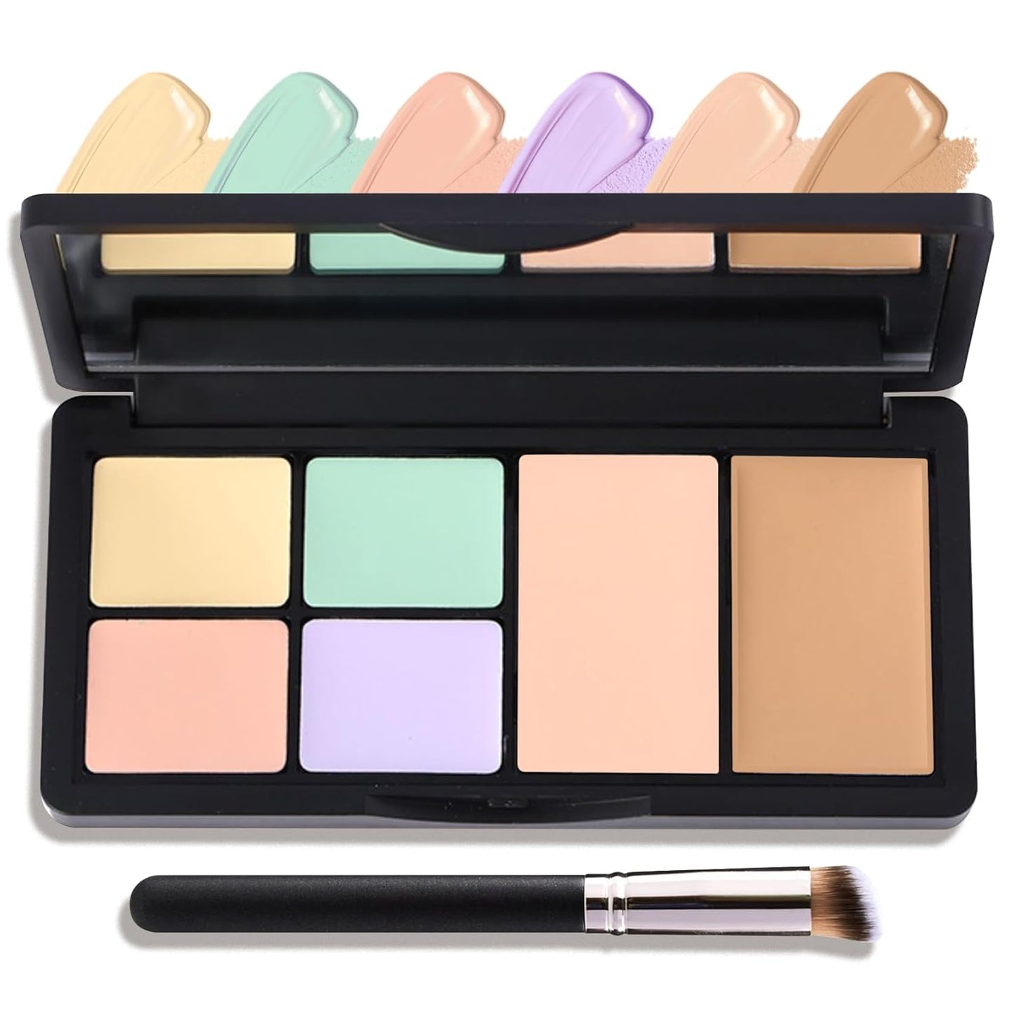 6 Colors Correcting Concealer Palette,Contouring Highlighting Concealer Palette Makeup Kit with Brush,Foundation Makeup Cream Contour Palette for Conceals Dark Circles,Blemish(01#)