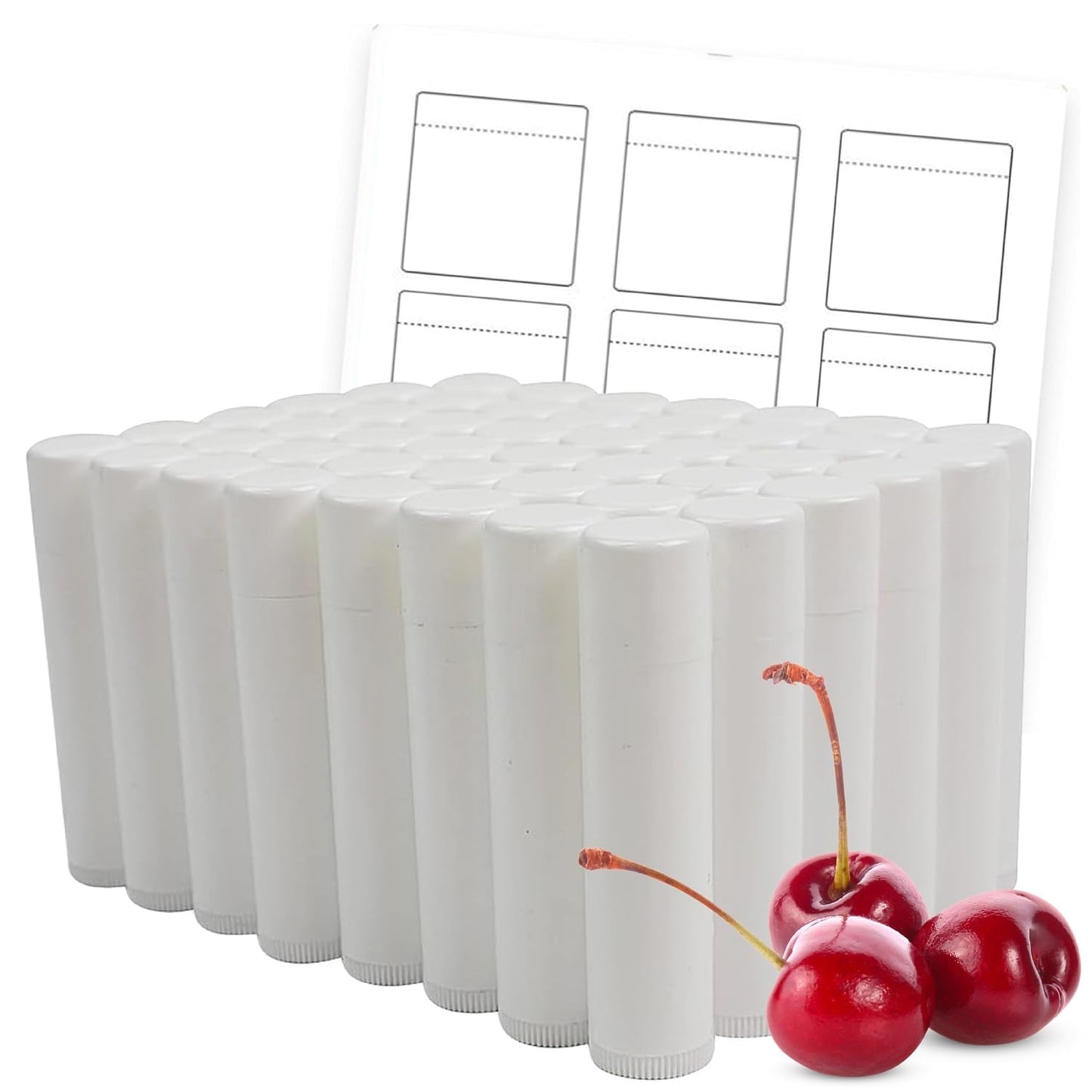 Nature's Bees DIY Lip Balm Kit, Natural Cherry Flavor, Includes 48 Blank Lip Balm Tubes with 60 Labels, Made with Beeswax, Cocoa Butter, Coconut Oil, and Aloe, 0.15 oz Each