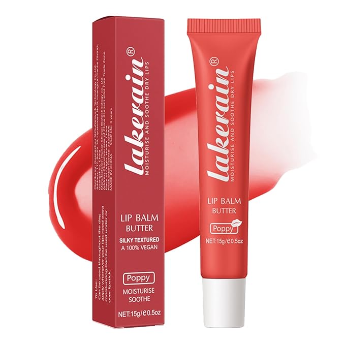 Lip Balm Plumps Hydrating Moisturizing Lip Mask Butter Repair Treatment, #4 Poppy, Glossy Finish, Vegan, Natural Ingredients, 0.5 Fl Oz
