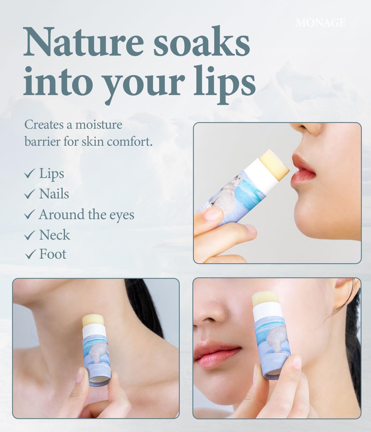 Korea Vegan & Nourishing & Moisturizing Lip Care Made from 100% Natural Ingredients, Organic Moisturizer for Dry, Cracked Lips & Skin, Everyday Lip Balm, Daily, 0.38 Ounce