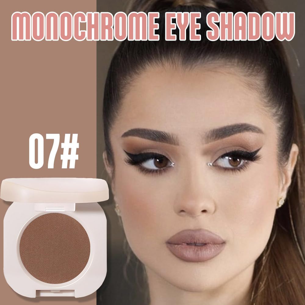 Single Nude Coffee Brown Matte Eyeshadow,Bright Intense Monochrome Eye Shadow,Apply Makeup Easily,Matte Pressed Powder Single Eyeshadow,24 Hour Eye Makeup Longwear Waterproof