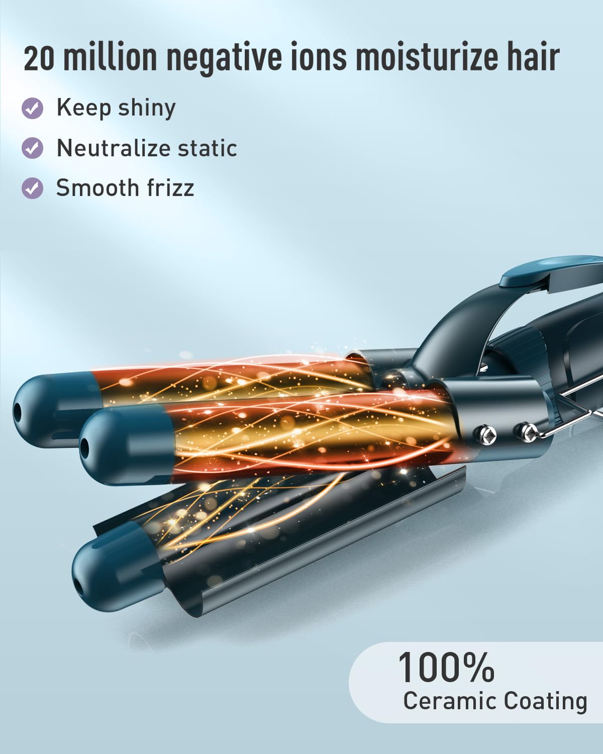 Waver Curling Iron Wand - BESTOPE PRO 5 in 1 Curling Wand Set with 3 Barrel Hair Crimper for Women, Fast Heating Crimper Wand Curler in All Hair Type - Green