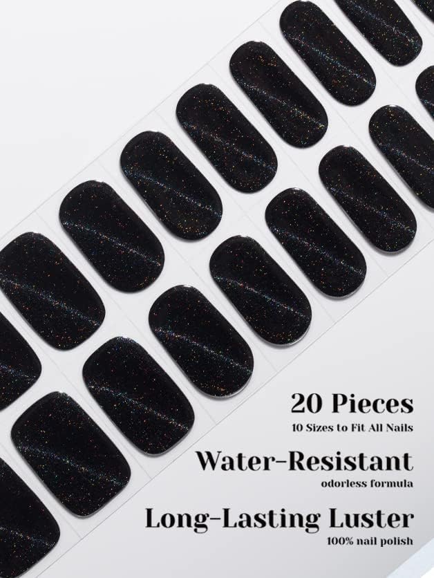 Semi Cured Gel Nail Strips, 20 pcs Gel Stikers, Wraps, Salon-Quality, 2 Weeks Long Lasting Shell Aurora