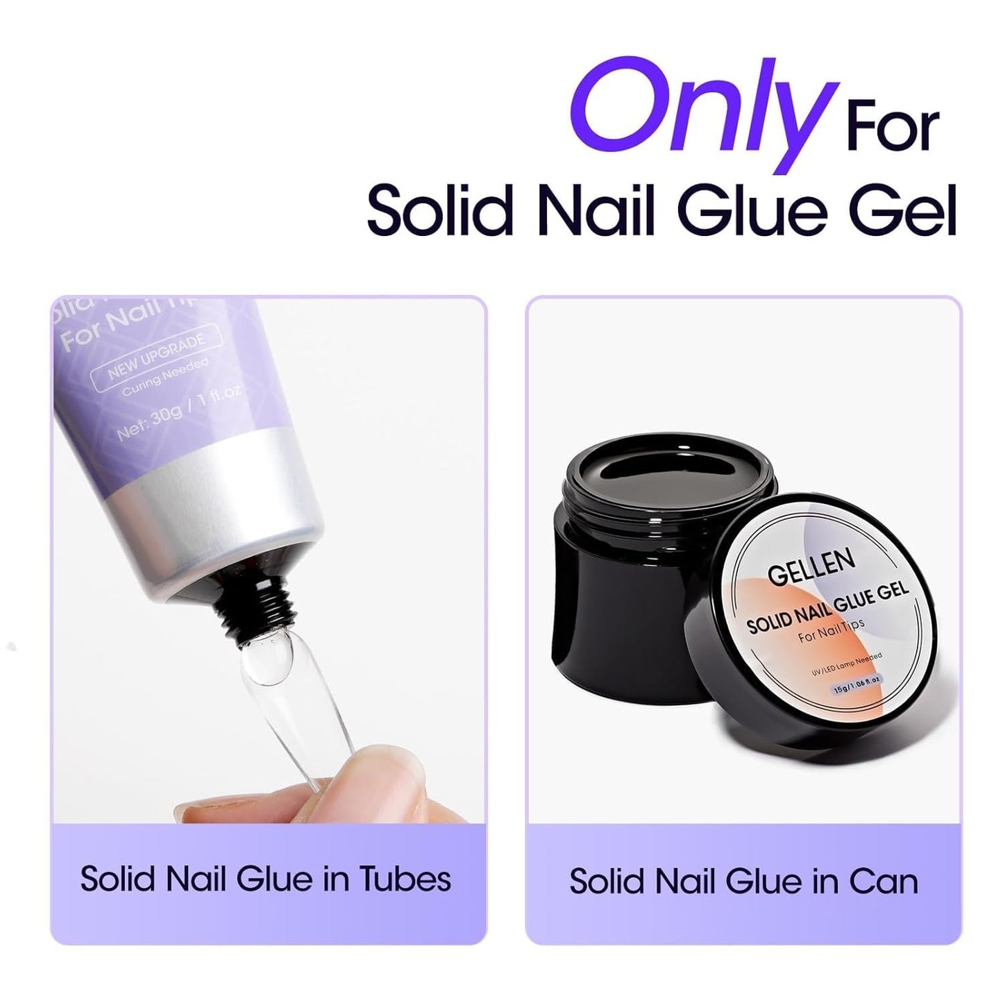 Gellen 2 Pack Solid Nail Glue Gel Remover 60ML Press On Nails Remover Glue Off Spray for False Acrylic Tips, with Stick, Acetone Free, Nail-friendly
