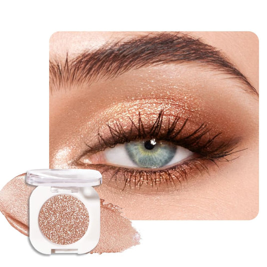 Light Brown Glitter Eyeshadow Palette for Women, Single Monochrome Eye Shadow Makeup, Shiny Pressed Powder, Blendable Natural sombras para ojos, Holographic,Vegan,Travel -9