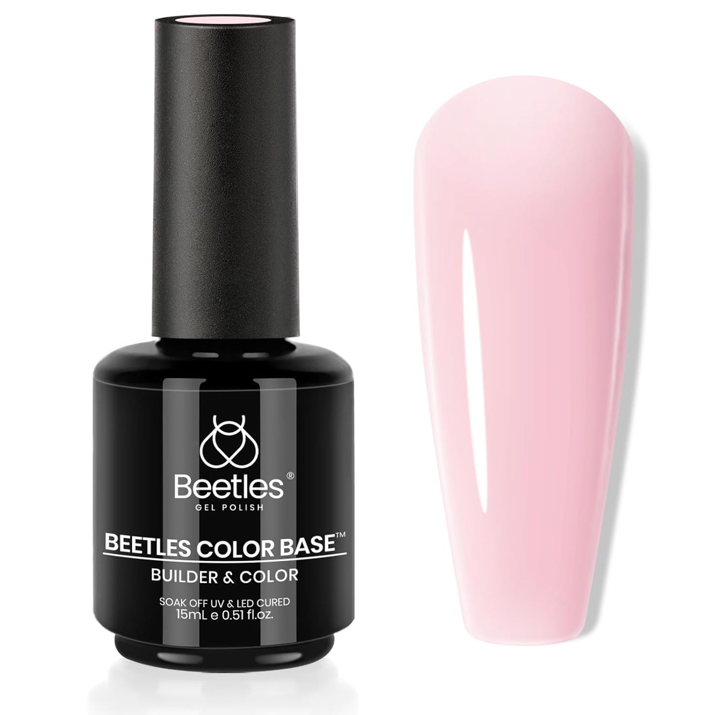Beetles Pink Base Gel Nail Polish 1 Pcs 15ml: Nude Pink 3 in 1 Pastel Builder Jelly French Tip Base Color Gel Polish Strengthener Soak Off Nail Art
