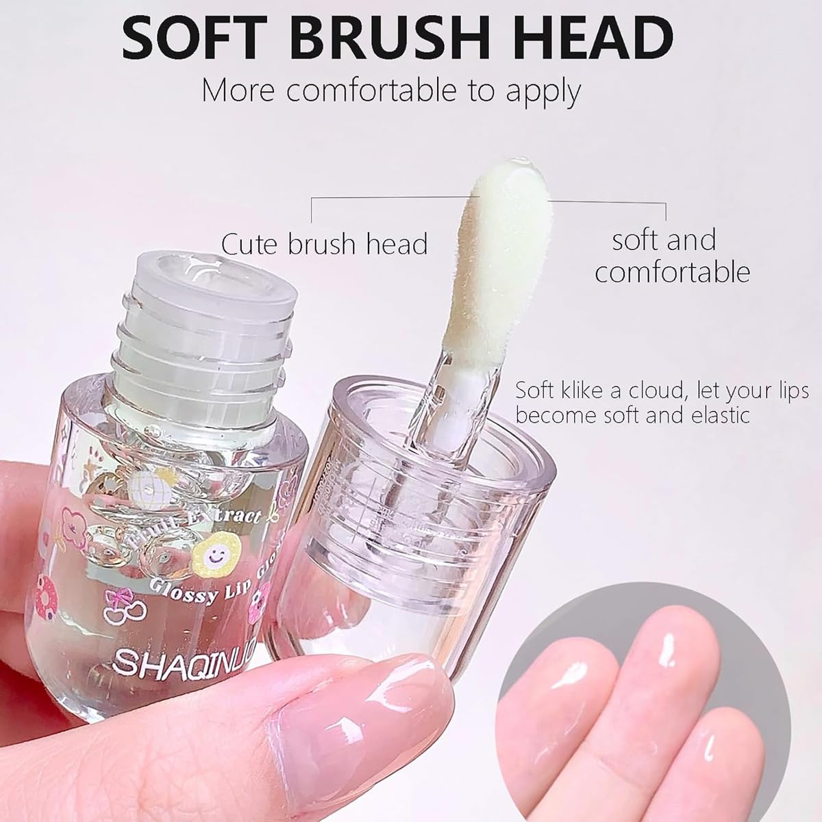 4Pcs Fruit Flavored Lip Gloss Oil Set,Big Brush Head Lip Oil,Cute Lip Hydrating Nourishing Lip Gloss, Jelly Glossy Finish Lip Glow Oil,for Kids and Teens, Kid Friendly, Party Gift, Non-toxic