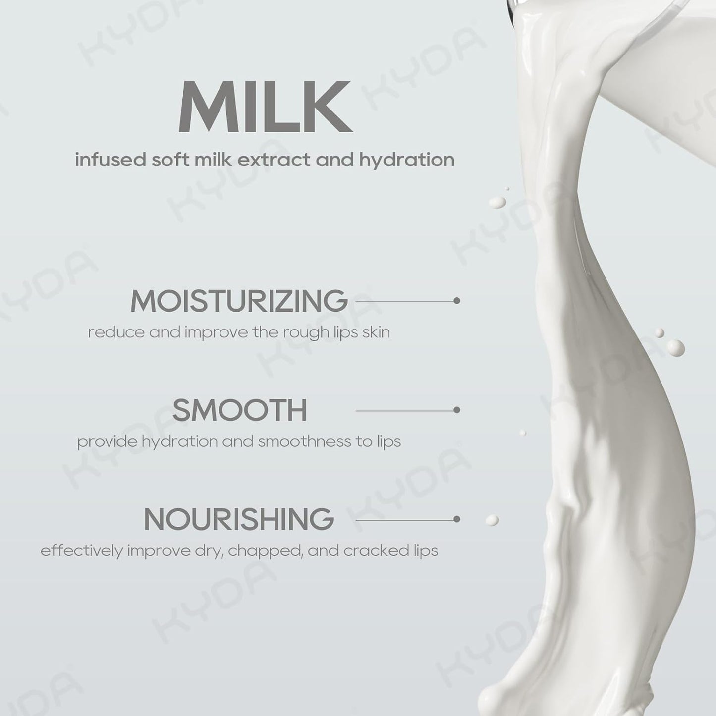 KYDA 3 Pcs Milk Moisturizing Lip Balm, Nourishes, Hydrates and Softens Dry Cracked Lips, Reduce Fine Lines, Deep Hydrating Lip Care Balm, Colorless Finish