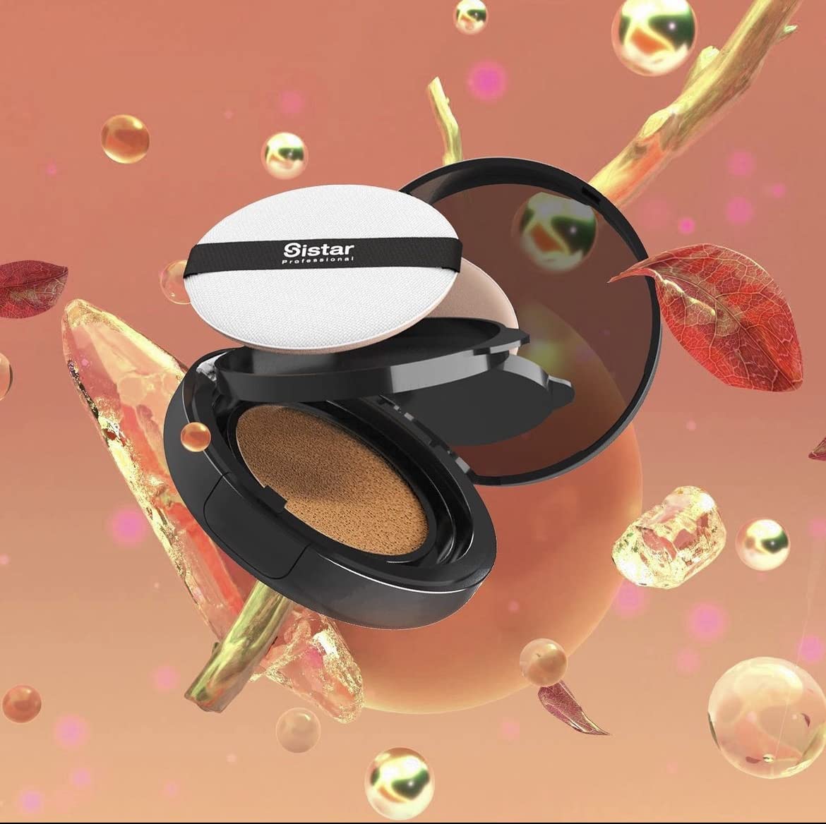 Sistar Skin Perfecting BB Cushion Full Coverage Long Lasting Natural Glow Foundation On The Go Case With Mirror (Mocha)