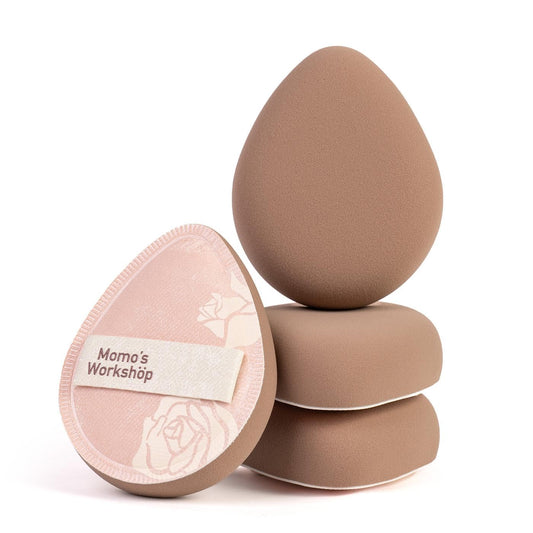 Makeup Sponge, Rubycell, Egg Shape, Foundation Sponges with Glossy PU Leather, for Liquid/Sheer Foundations, Cosmetic Puff, Medium Bounce,Travel Friendly & Reusable,2pcs & Storage Case