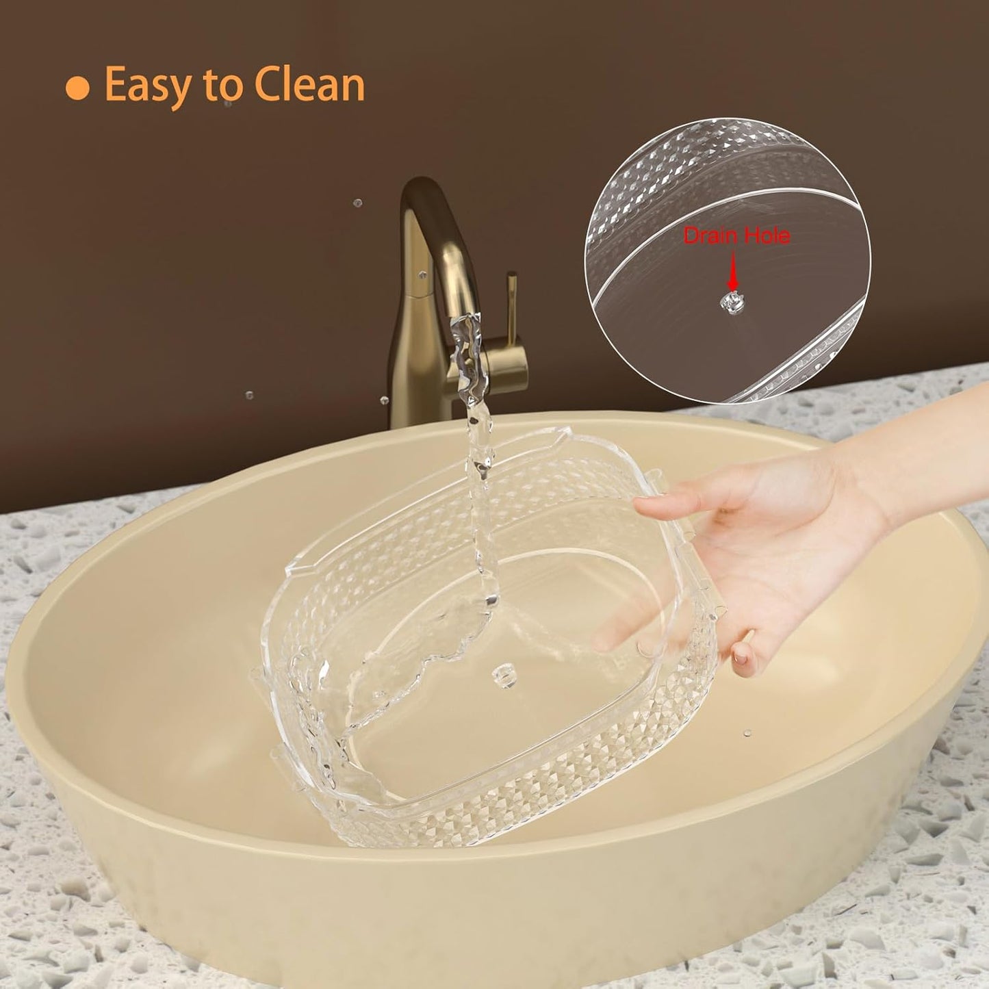 Awenia Rotating Makeup Organizer 360, Stackable Adjustable Large Capacity Cosmetic Storage Unit,Dresser Bathroom Kitchen Countertop Organizer with Metal Handle, Plus Size (Clear, 2 Tier)