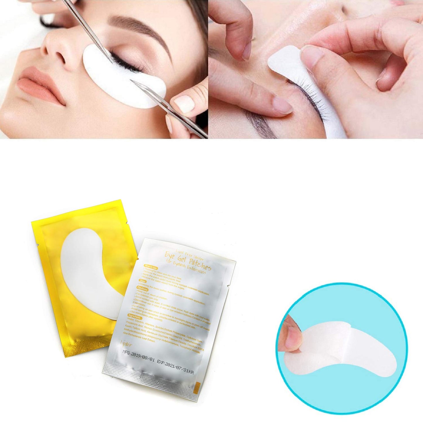 100 Pairs Set Under Eye Pads, Comfy and Cool Under Eye Patches Gel Pad for Eyelash Extensions Eye Mask Beauty Tool (Gold)