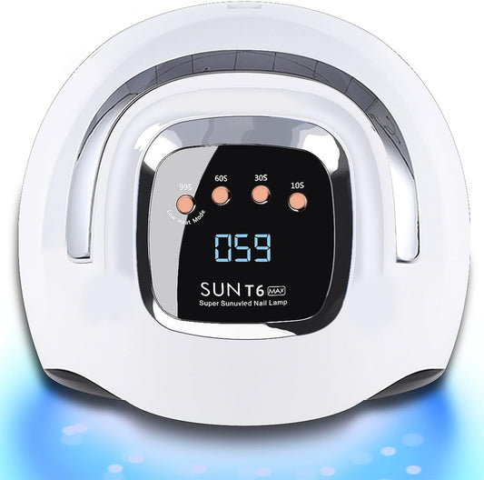 W&H 220W LED UV Light Dryer for Nails Gel Polish Lámpara para Uñas 57 LEDs 4 Timer Preset, Auto On Fingernail Toenail 6ft Powercord