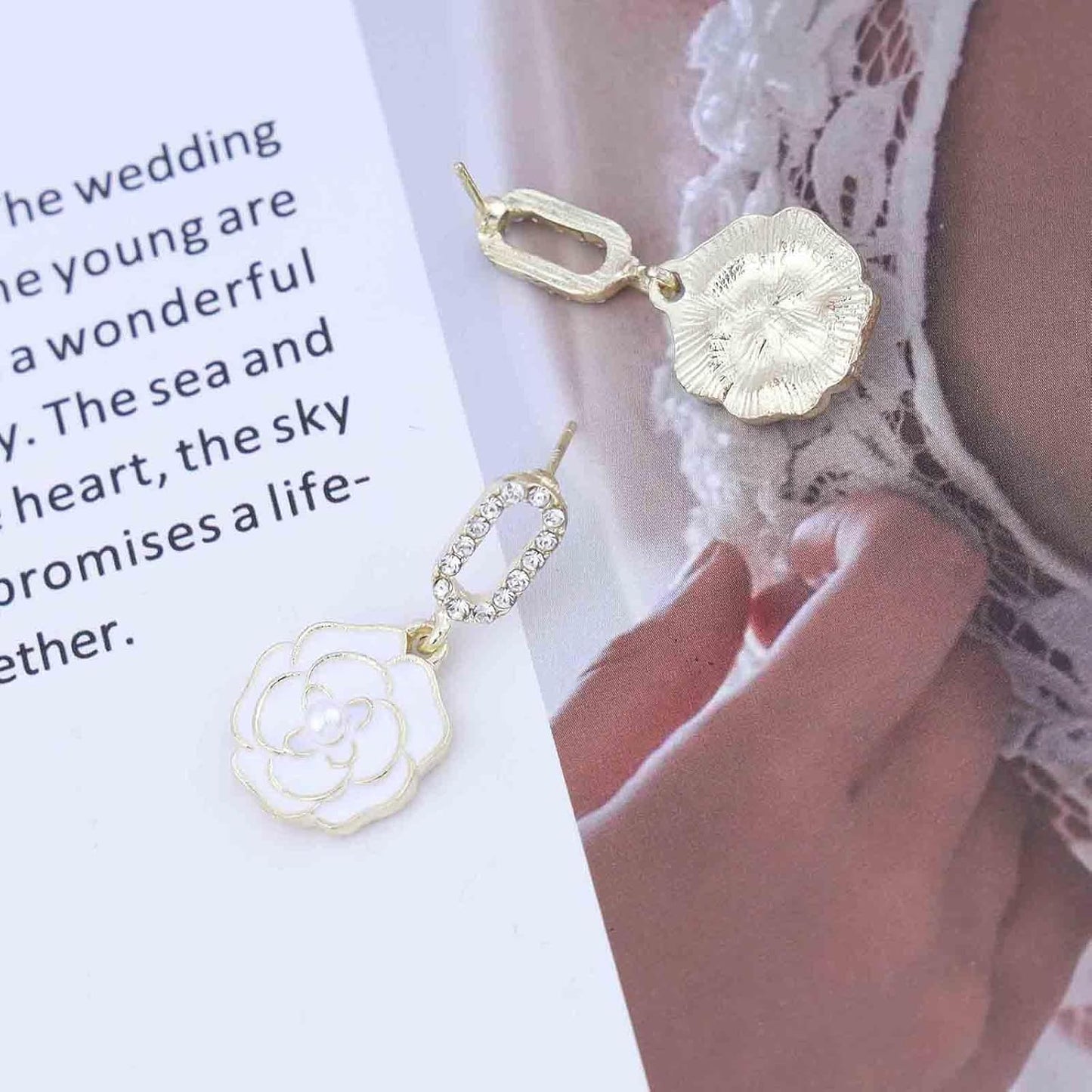 Vintage Black Crystal Flower Drop Earrings Black Flower Earrings Pearl Camellia Earrings Black Camellia Stud Earrings Jewelry for Women