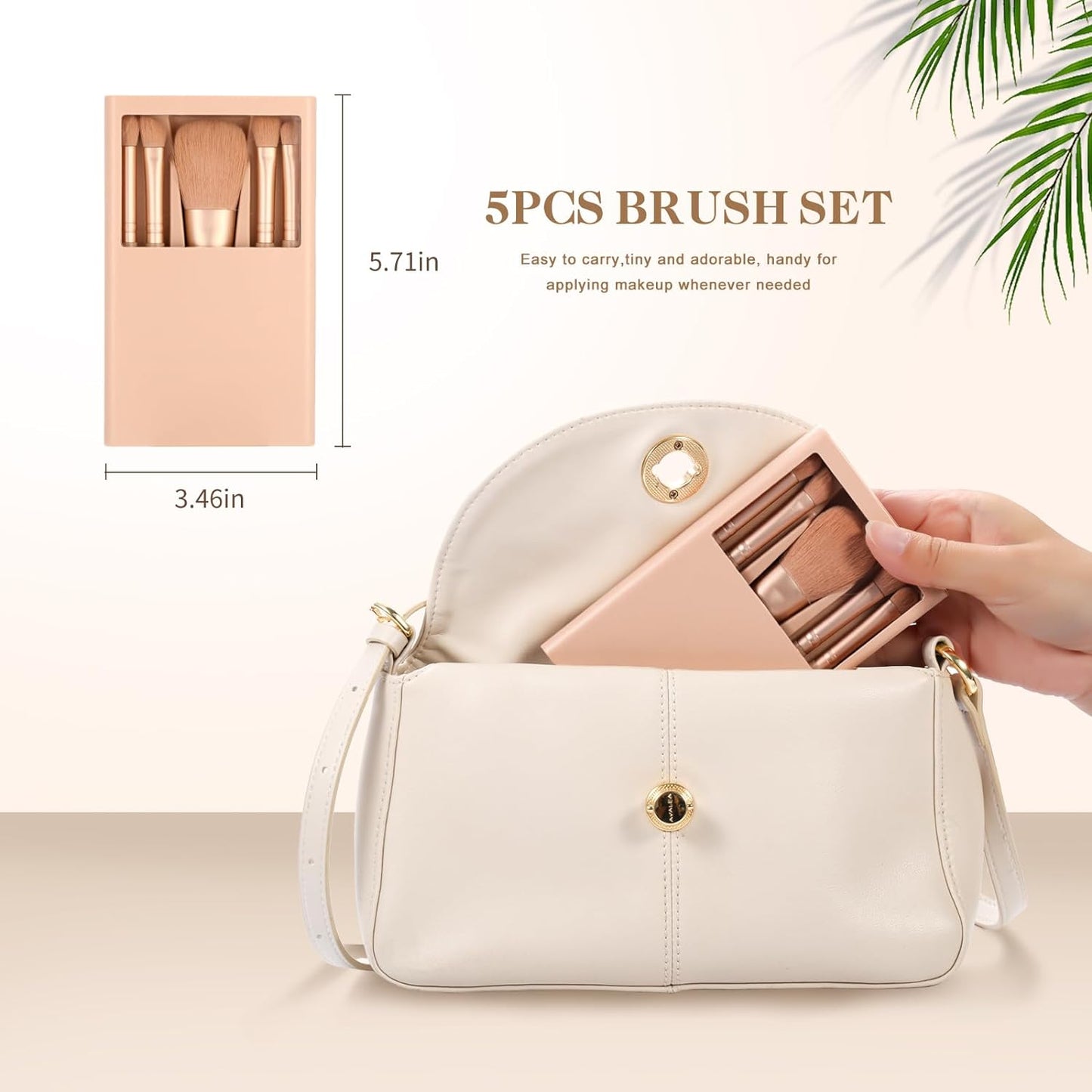 Travel Makeup Brush Set, travel make up brushes sets mini eye shadow kits small size eyeshadow case eyes makup brushed makeuo soft brushs basic cosmetic profesional tools (Apricot)