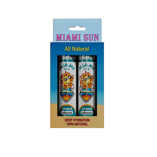 Miami Sun Natural Ghee Lip Balm, Hydrating Lip Treatment with Shea Butter & Beeswax, Organic & Non-Toxic, Best for Dry, Chapped Lips - Moisturizing, Healing, Chemical-Free Care (2 Pack Gift, Natural)