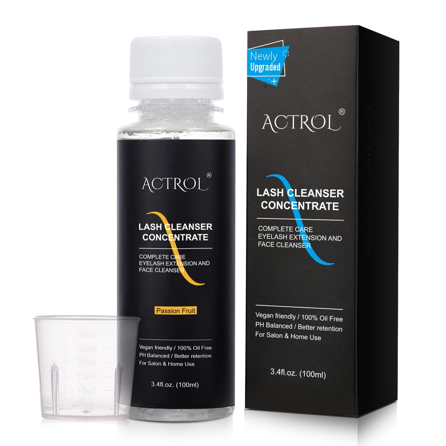 Eyelash Cleanser Concentrate 100ml Passion Fruit Professional Lash Shampoo Foaming Cleanser Lash Wash Concentrate for Extensions Lashes with Salon Home Care-Makes 40 Bottles Passion Fruit