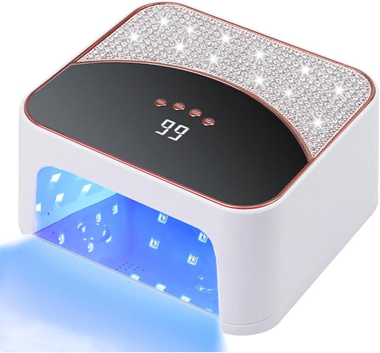 268W UV LED Nail Lamp, Gel Nail Light for Nail Polish UV Dryer with 4 Timers Professional Fast Curing Lamp Nail Art Tools with Rhinestone