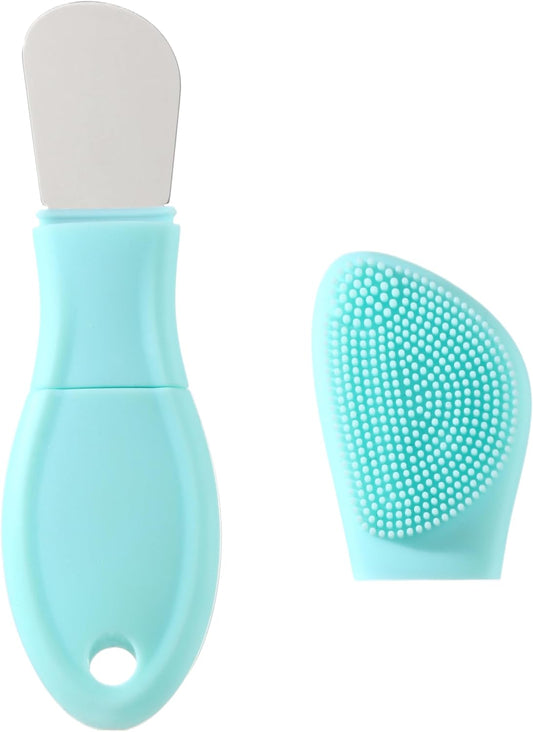Silicone Face Scrubber Blackhead Remover Tool-2 in 1 Nose Scrubber Black Head Remover for Face Nose, Skin Scrubber Face Spatula for Women Men Pore Cleansing Skin Care(Light Blue)