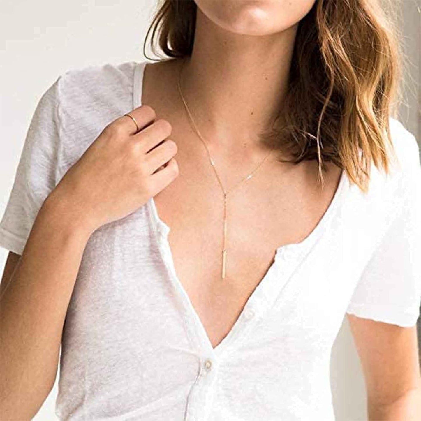 Boho Long Bar Necklace Choker Y Lariat Necklace Chain Minimalist Drop Necklace Jewelry for Women and Girls