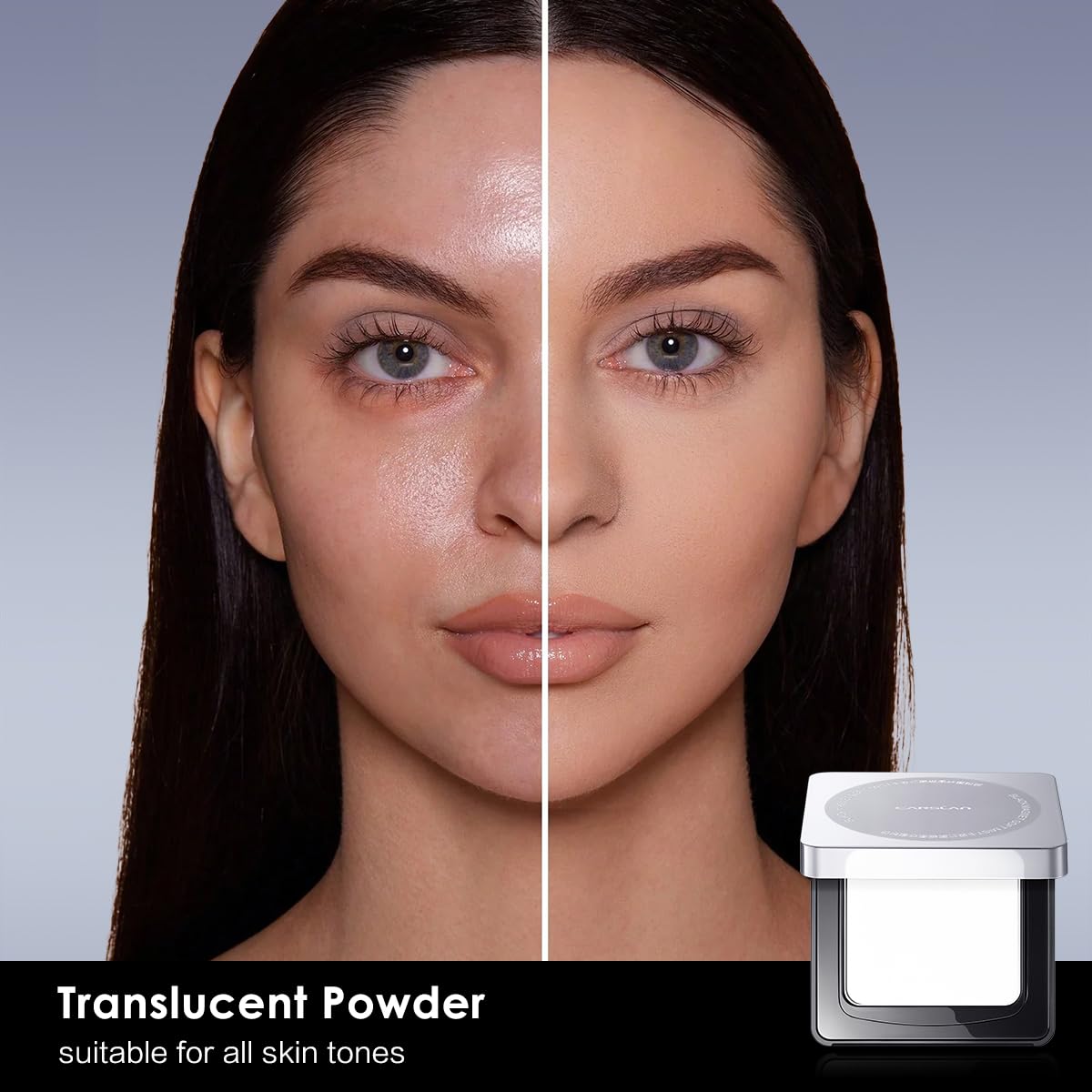 Oil Control Face Pressed Powder Compact, 24H Longlasting Waterproof Pressed Setting Powder Foundation Makeup, Shine Free, Poreless, Smooth, 02 for oily skin (0.28Oz)