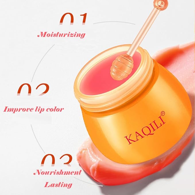 Honey Lip Balm Pot, Propolis Lip Mask, Strawberry Hydrating Propolis Lip Sleeping Mask, Prevent Dry&Cracked, Lip Repair Nourishes the Lip Skin (strawberry & blueberry & peach & avocado)