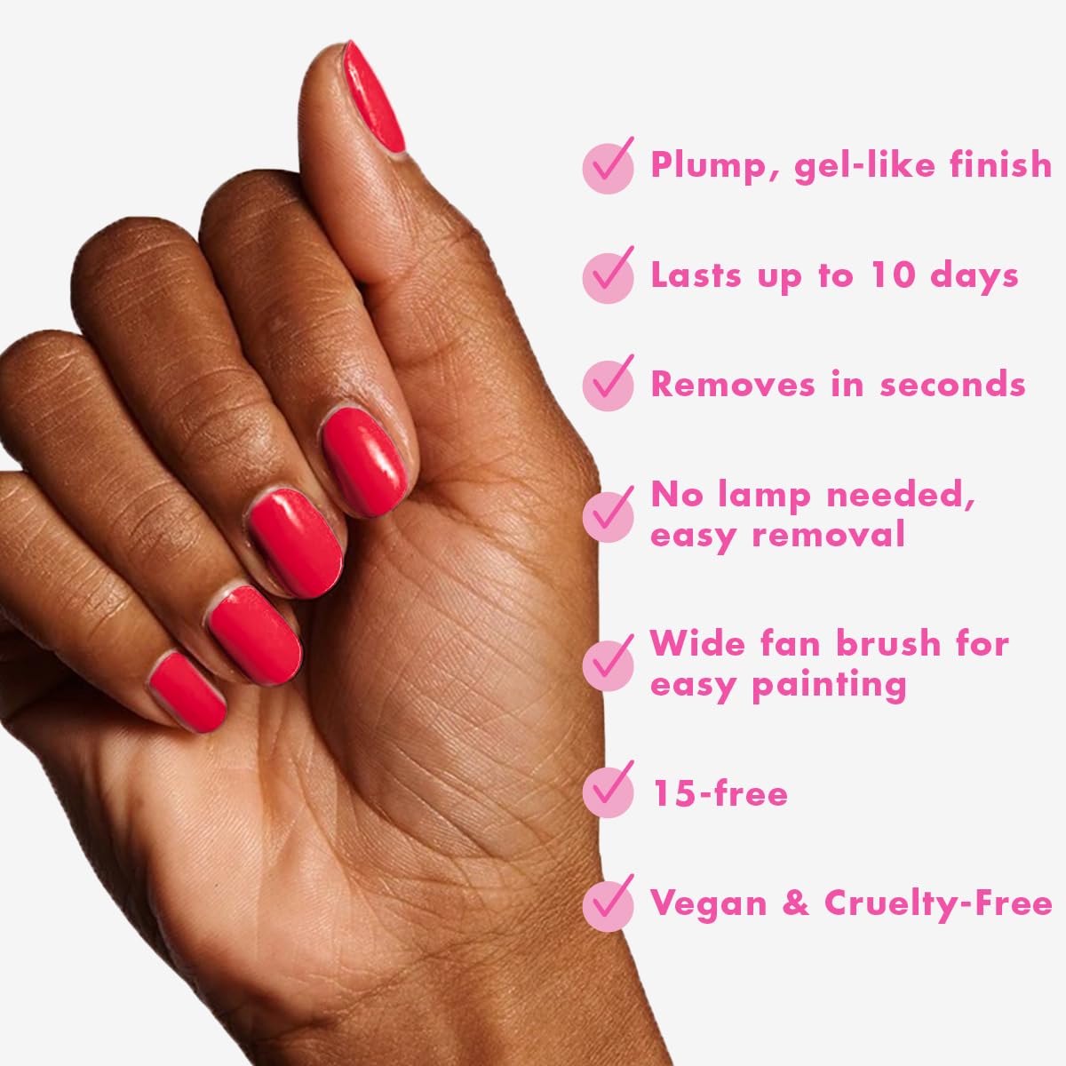 Olive & June Long Lasting Nail Polish | Plump, Gel-Like Finish No Lamp Needed Lasts up to 10 days | Salon-Quality Color at Home | 15-Free, Vegan & Cruelty-Free Chip-Resistant | Hibiscus, Tropical Pink