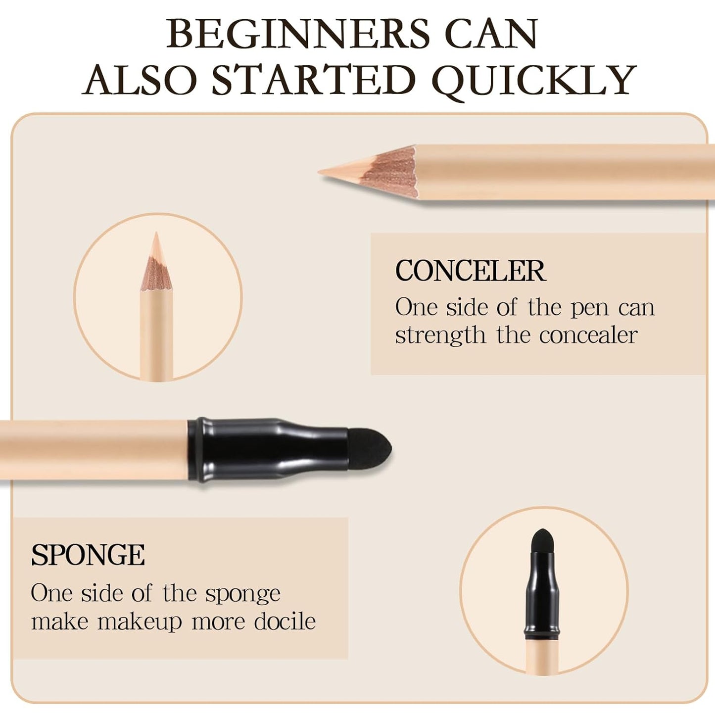 Concealer Pencil with Sharpner,Full Coverage,Waterproof Under Eye Concealer Stick for Dark Circles,Blemishes,Aging Spots,Acne,Freckles
