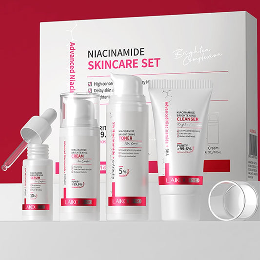 Niacinamide Skincare Set: 4pcs Beauty Kit with Cleanser, Toner, Serum, & Facial Cream - Hydrates & Evens Skin Tone - TSA-Friendly Travel Sizes, Perfect Gift for Women, Moms, & Teens