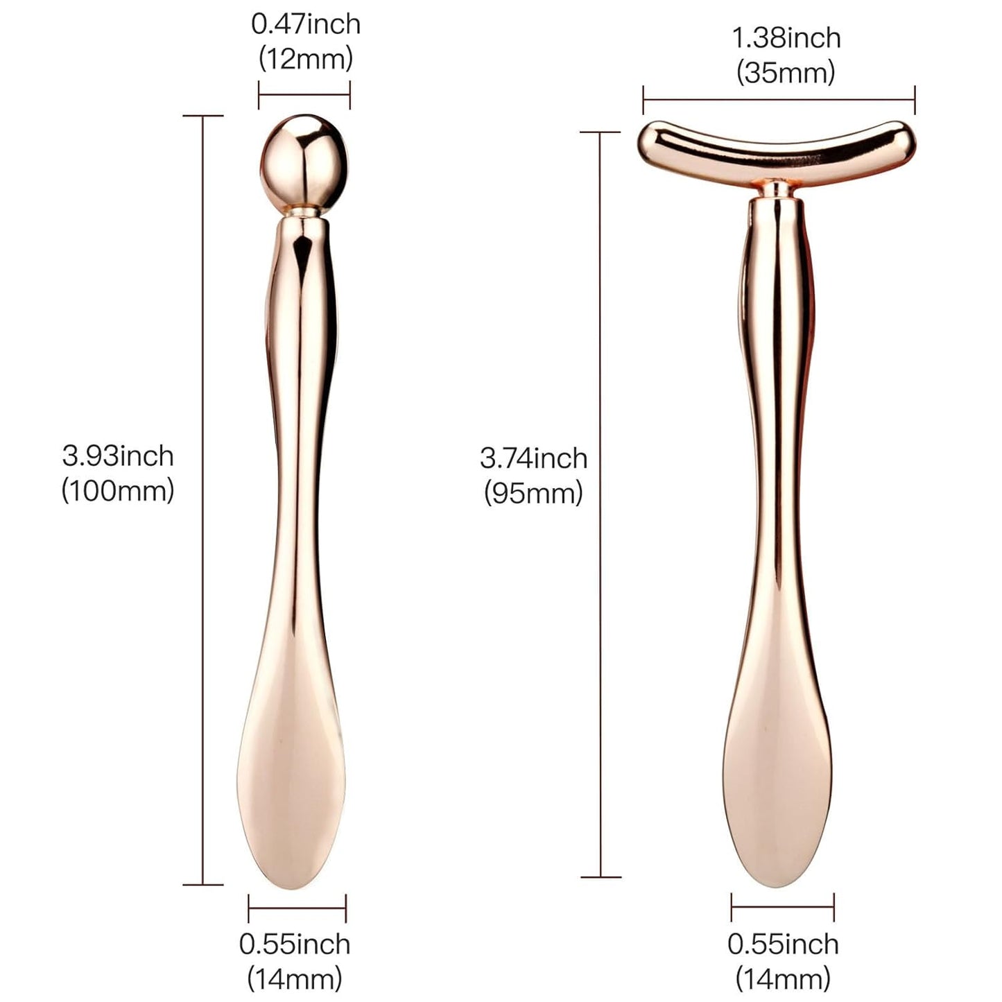 LISAPACK 2PCS Metal Eye Cream Applicator Wand Stick, Massager Tool for Facial Massage, Reduce Puffiness (Rose Gold)