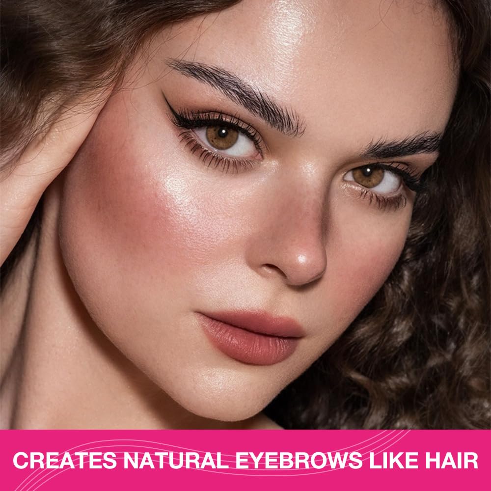 Kaely Microblading Eyebrow Pen with Multiple Fork Tips, Square Brush Magic Eyebrow Contouring Pen Waterproof, 3d Eye Brow Pencils for Women, Create Natural Hair-Like Brows, 104 Black