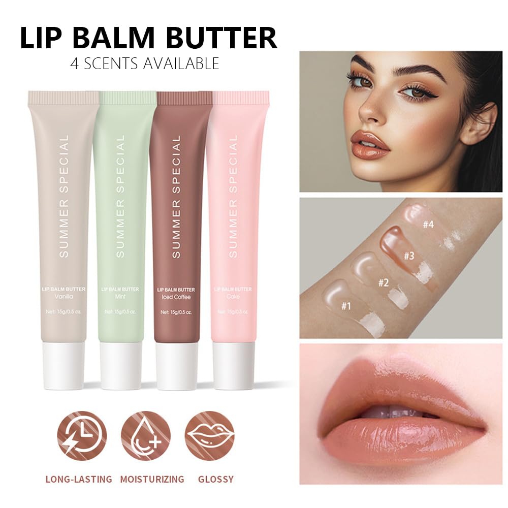 Summer Ultra-Hydrating Lip Butter Balm – Natural Vegan Lip Balm for Instant Moisture, Shine & Hydration – Sheer-Tinted, Soothes & Softens Dry Lips,Bálsamo labial hidratante #1 Vanilla 0.5 Fl Oz