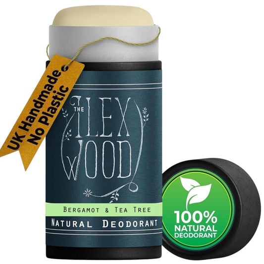 The Ilex Wood - Bergamot and Tea Tree Natural Deodorant - 2.4 fl oz. Natural Deo in Recyclable Cardboard Tube, Vegan, no Plastic, no Alcohol, no Toxins, no Aluminium Salts & Cruelty Free for Women & Men.