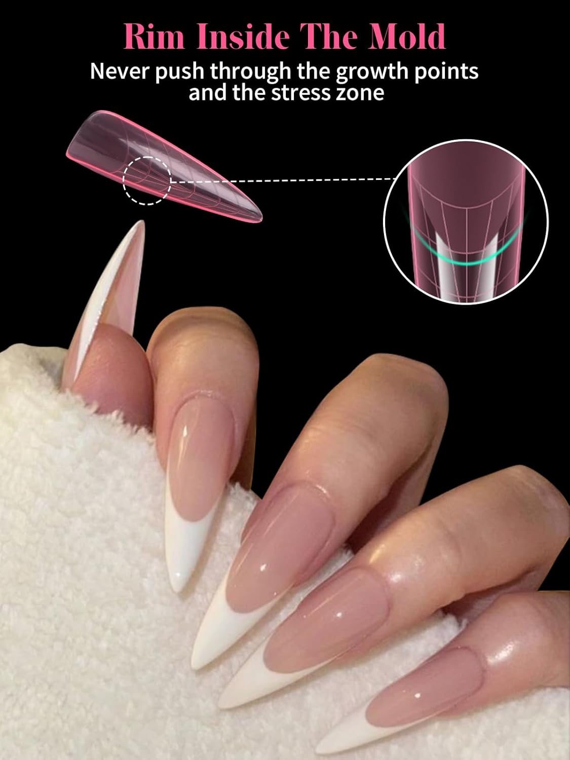 EBANKU Dual Nail Forms for Poly Extension Gel, 120 PCS Pink Nail Molds 12 Sizes Nail Extension Forms for Builder Gel Manicure Design Salon DIY