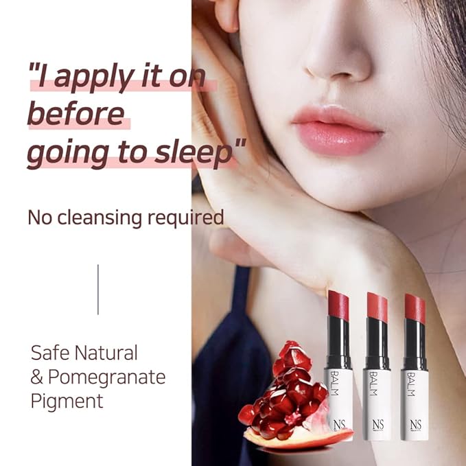 NATURAL SHINE NS BEAUTY Lux Triple Lip CURE Glossy Balm HERA (Pink Red) | Chapstick Hydration and Exfoliator | Overnight Lip Treatment Care Deep Nourishing for Dry Cracked Chapped Lips (0.17oz)