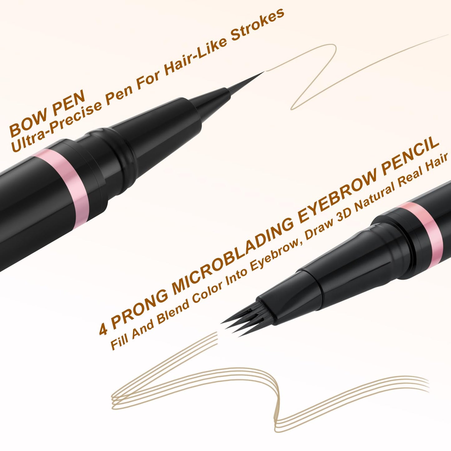 Eyebrow Pencil,2-in-1 Waterproof Eyebrow Pen with 4 Tip Brow Pen and Ultra-Precise Brow Pencil,with Dual-ended Eyebrow Brush,Eyebrow Makeup for Natural Looking Eyebrows - Blonde