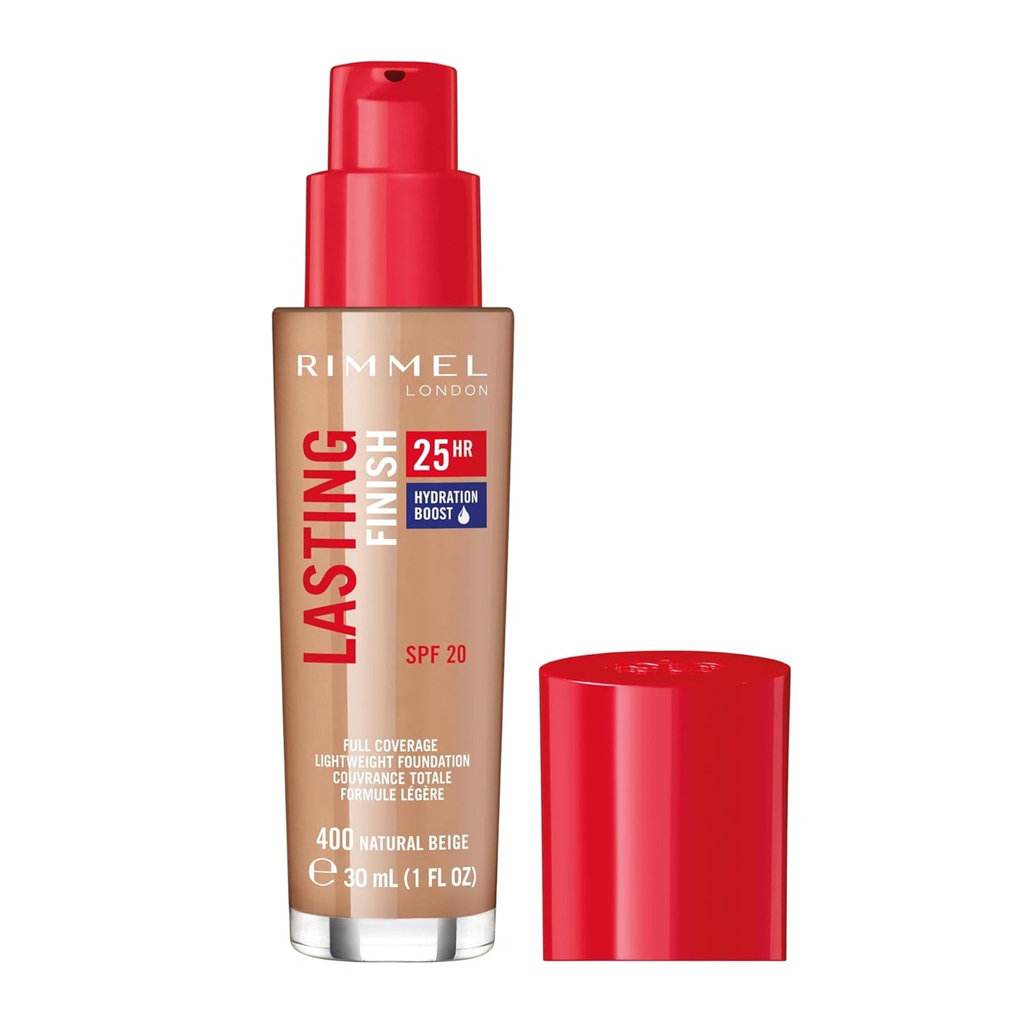 Rimmel Lasting Finish 25HR Foundation, 400 Natural Beige (Pack of 2)