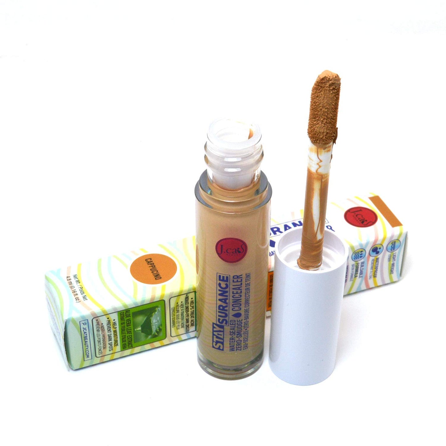 Jcat Beauty Professional Staysurance Water Sealed Zero Smudge Concealer Face and Body + Free ZipBag (SHC110 : CAPPUCINO)