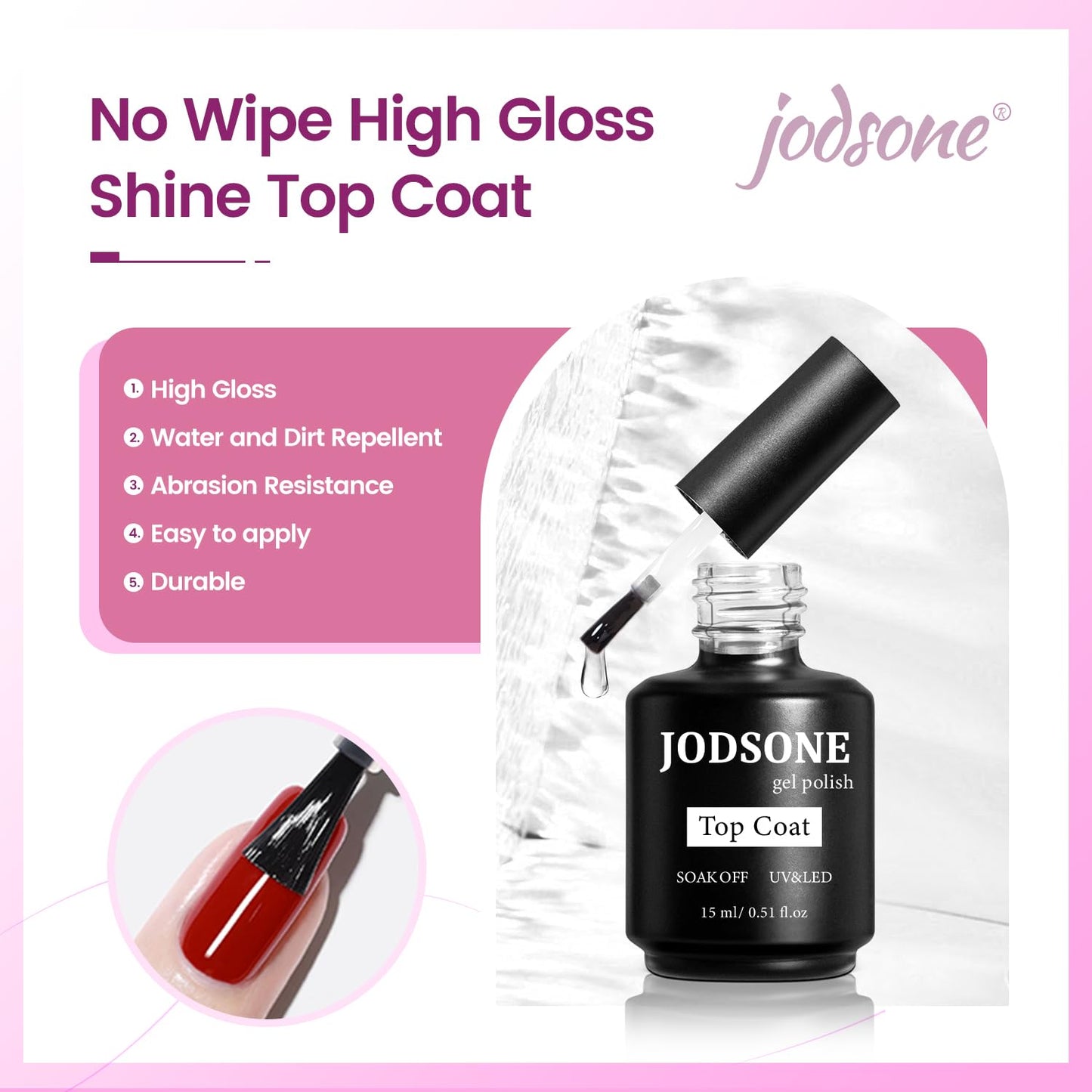 JODSONE 3 PCS Nail Primer Base Coat Top Coat with a capacity of 15ml Quick Curing Long Lasting