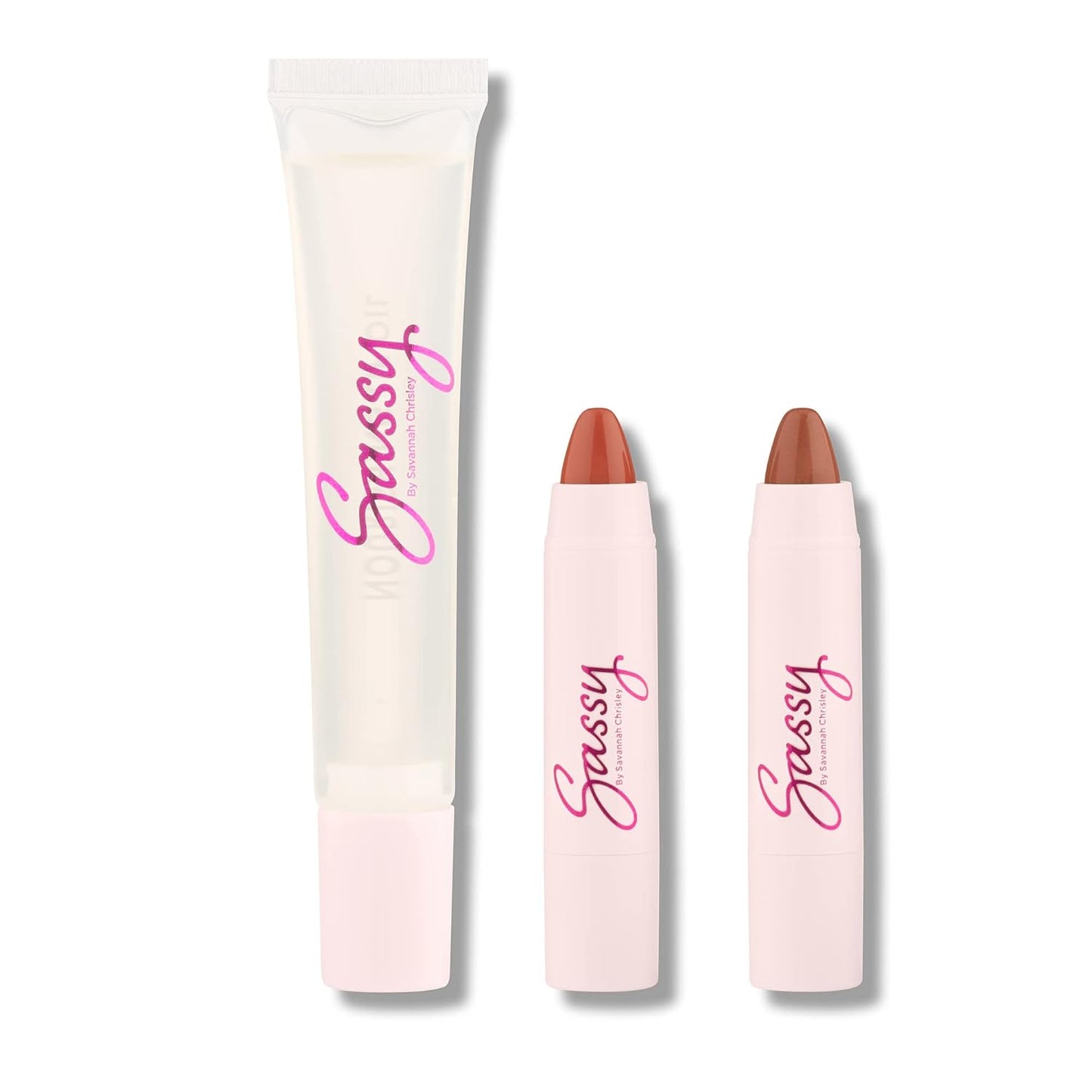 Sassy by Savannah Chrisley Breakup Collection Lip Kit - Contains 2 Balms and Oil to Enhance Your Pout - Nourishing Formulas for Everyday Wear - Luscious and Smoother Results - Get Glam - 3 pc