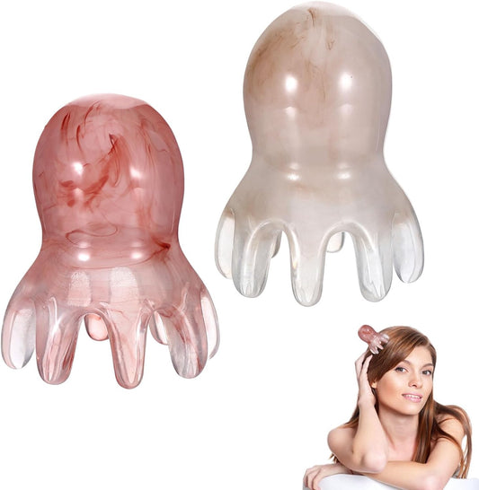 2 Pcs Octopus scalp massager, Portable scalp scrubber massage tool Headache and Stress Relief, silicone hair head massager scalper Acupressure Comb, Deep Relaxation acupressure tool Home Office